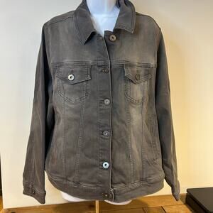 TORRID 3X Gray Trucker Jean Jacket Womans Soft Denim Plus Biker New With Tags